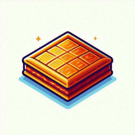 Illustration of a piece of waffle isolated on a white backgroundのイラスト素材