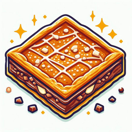 Baklava is a traditional Turkish dessert. Vector illustration.のイラスト素材
