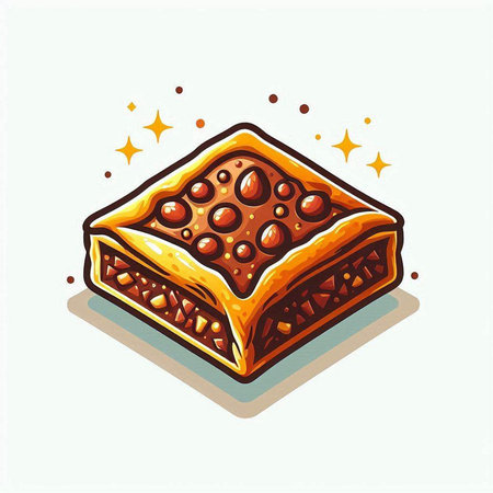 Baklava vector illustration. Piece of baklava on white backgroundのイラスト素材