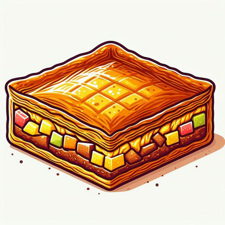 Baklava vector illustration. Hand drawn baklava iconのイラスト素材