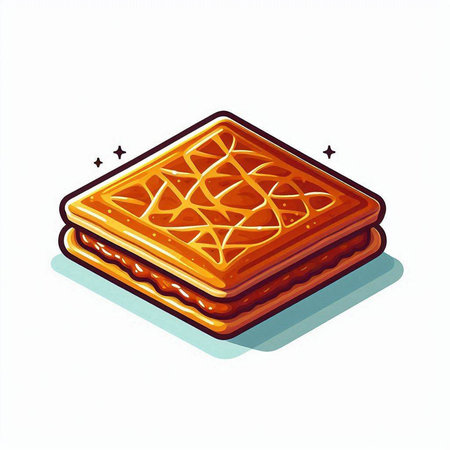 Illustration of a traditional turkish baklava on a white backgroundのイラスト素材