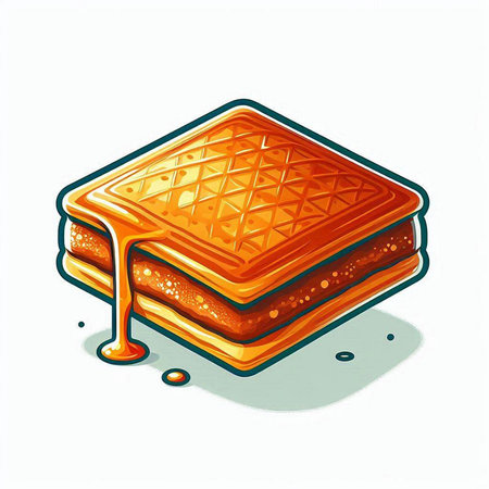 Waffles with honey on a white background. Vector illustration. Isolated.のイラスト素材