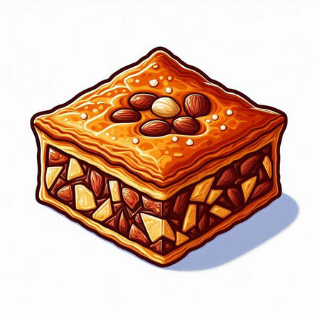 Sweet baklava with nuts and raisins. Vector illustration.のイラスト素材