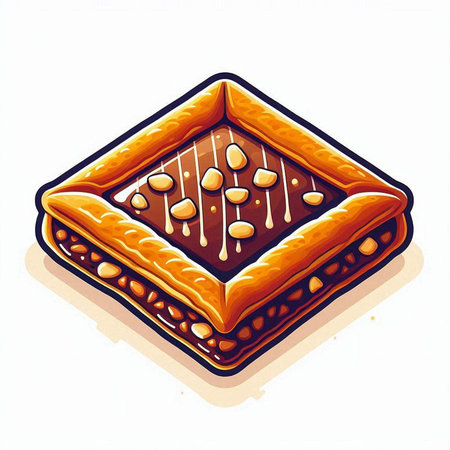 Illustration of a cake with chocolate and caramel on a white backgroundのイラスト素材