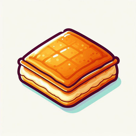 Illustration of a stack of waffles on a white background.のイラスト素材