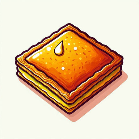 Illustration of a sandwich with cheese and honey. Vector illustration.のイラスト素材