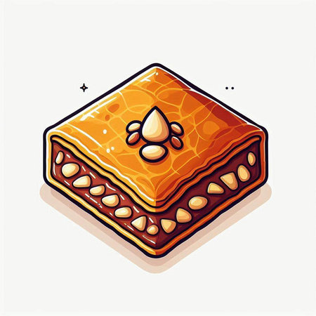 Hand drawn baklava with drops of water. Vector illustration.のイラスト素材