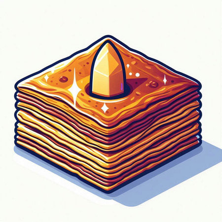 Illustration of a stack of pancakes with a candle in the middleのイラスト素材