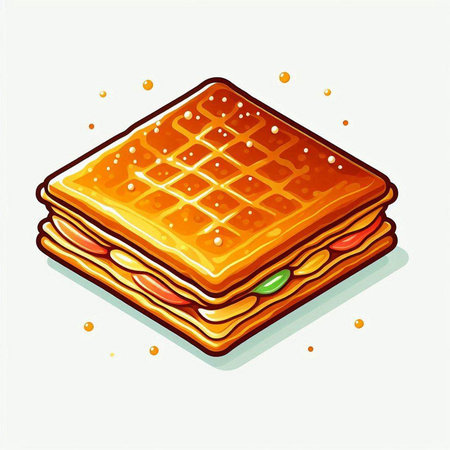 Illustration of waffles on a white background. Vector illustration.のイラスト素材