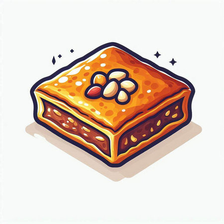 Honey baklava with nuts, hand drawn vector illustrationのイラスト素材