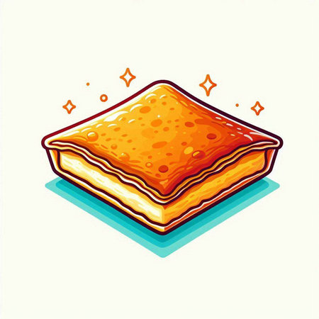 Illustration of a piece of lasagna on a white background.のイラスト素材