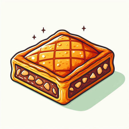 Sweet baklava with caramel on white background. Vector illustration.のイラスト素材