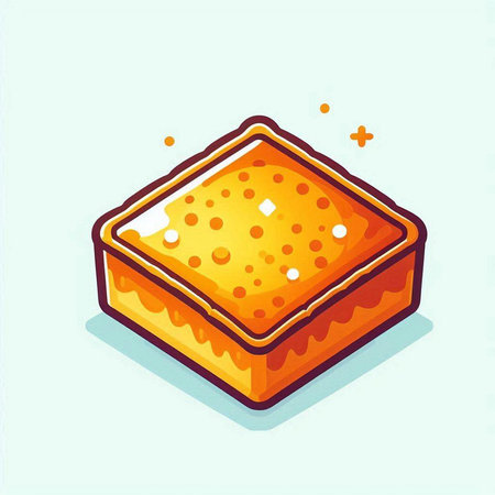 Illustration of a piece of bread on a light blue background.のイラスト素材