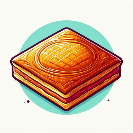 Illustration of a slice of sweet cake in a cartoon style.のイラスト素材