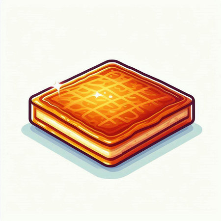 Illustration of a piece of waffle on a white background.のイラスト素材
