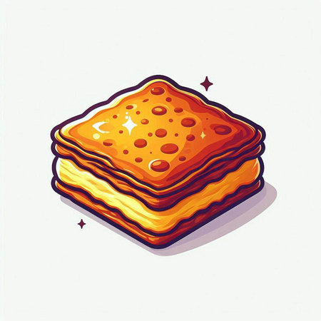 Illustration of a stack of pancakes isolated on a white background.のイラスト素材