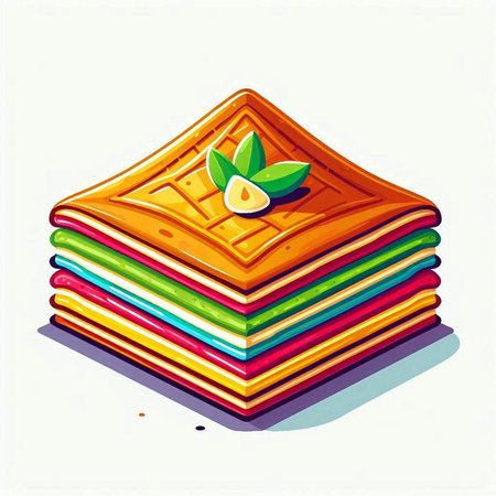 Illustration of a stack of colorful napkins on a white backgroundのイラスト素材