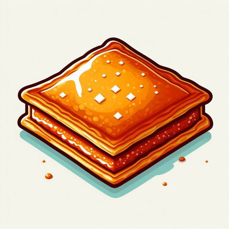 Illustration of a stack of sweet cookies on a white background.のイラスト素材