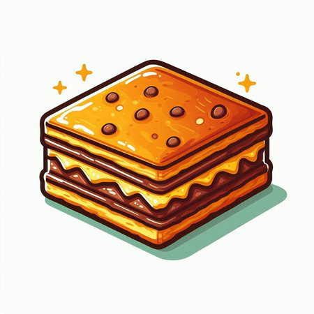Illustration of a biscuit with chocolate on a white background.のイラスト素材