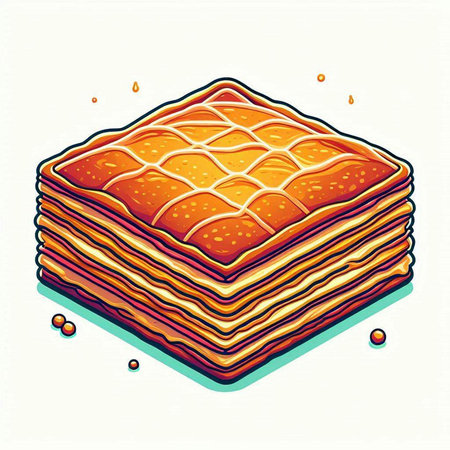 Illustration of a stack of lasagna. Vector illustration on white background.のイラスト素材