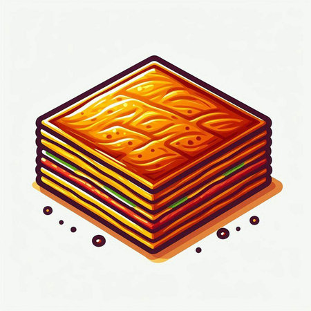 Illustration of a traditional oriental sweet baklava.のイラスト素材