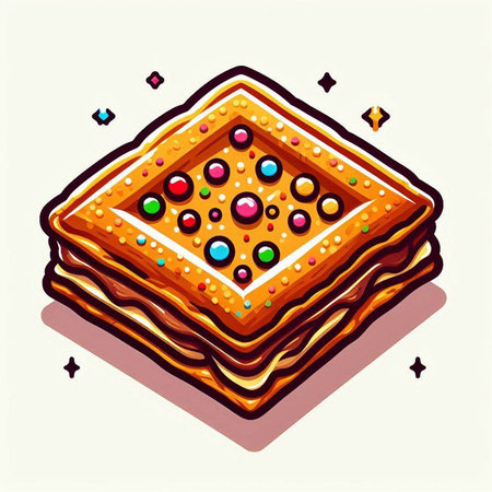 Illustration of a stack of crackers with colorful sprinkles.のイラスト素材