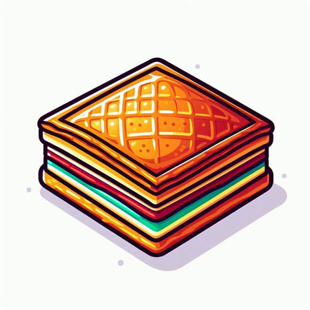 Illustration of a stack of waffles isolated on a white backgroundのイラスト素材