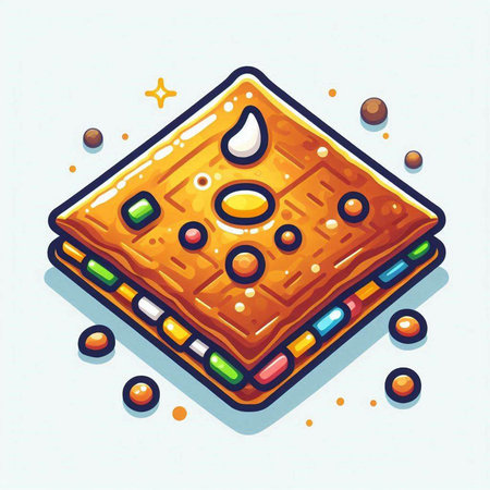 Illustration of a cookie with drops of water on a white backgroundのイラスト素材