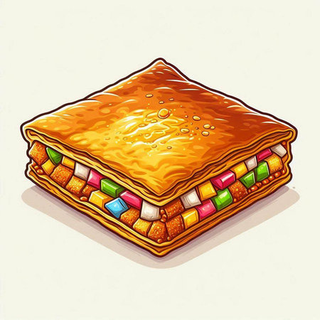 Piece of pie with different fillings. Vector illustration of a piece of pie with filling.のイラスト素材