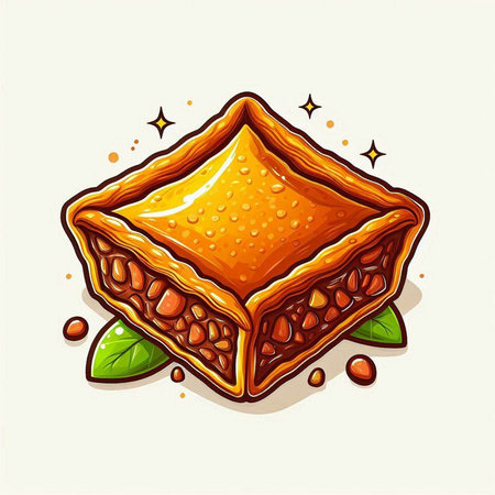 Piece of baklava. Vector hand drawn illustration.のイラスト素材