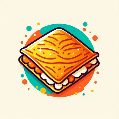 Illustration of oriental baklava on colorful background.のイラスト素材