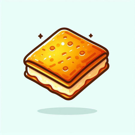 Illustration of a sandwich with cheese on a light blue background.のイラスト素材