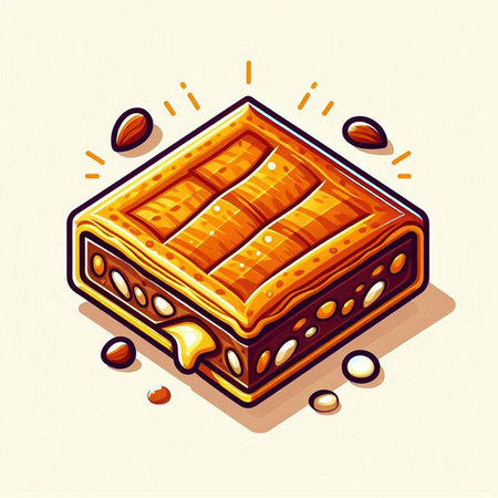 Baklava. Traditional oriental sweet baklava. Vector illustration.のイラスト素材