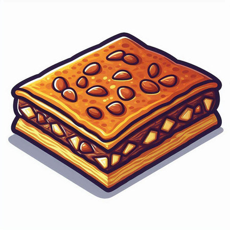 Baklava with nuts on a white background. Vector illustration.のイラスト素材