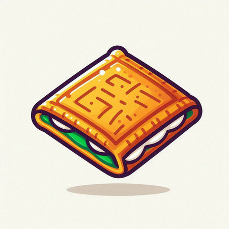 Illustration of a sushi roll with cheese on a white background.のイラスト素材