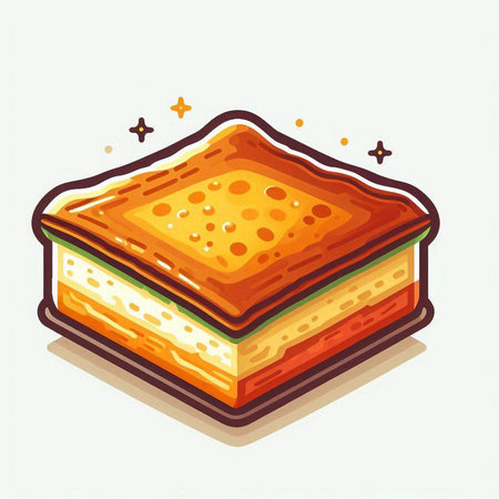Illustration of a piece of cheese cake on a white background.のイラスト素材