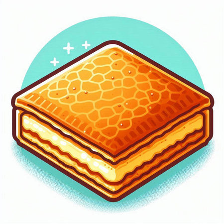 Illustration of a piece of cake on a light blue background.のイラスト素材