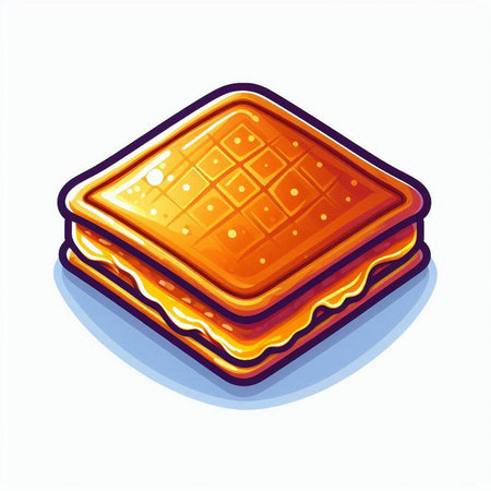 Illustration of a stack of waffles isolated on a white backgroundのイラスト素材