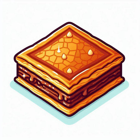 Illustration of a piece of cake with a candle on a white backgroundのイラスト素材