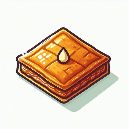 Illustration of a piece of waffle with a drop of waterのイラスト素材