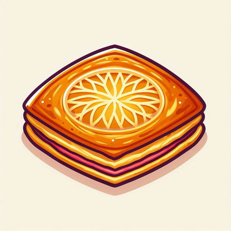 Illustration of a delicious pie with orange on a light background.のイラスト素材