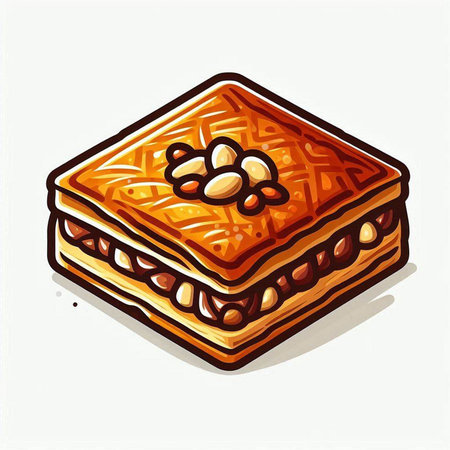 Baklava, traditional turkish dessert. Vector illustration.のイラスト素材