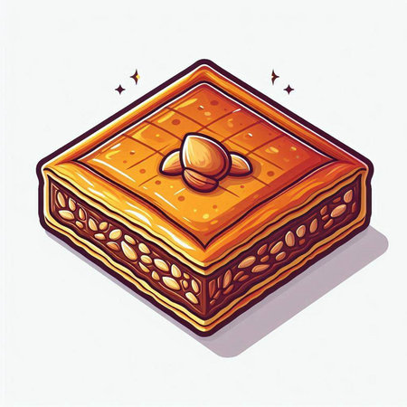 Baklava, traditional turkish dessert. Vector illustration.のイラスト素材