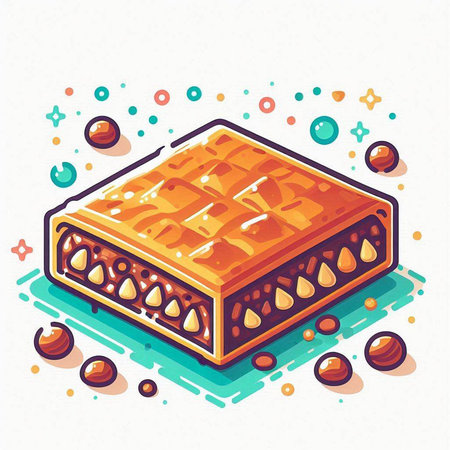 Traditional turkish dessert baklava with cashew, walnuts. Vector illustration.のイラスト素材