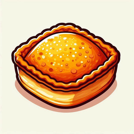Illustration of a pie in cartoon style on a white background.のイラスト素材