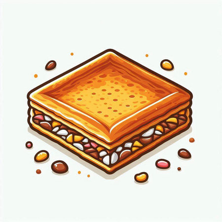 Baklava, traditional turkish dessert. Vector illustration.のイラスト素材