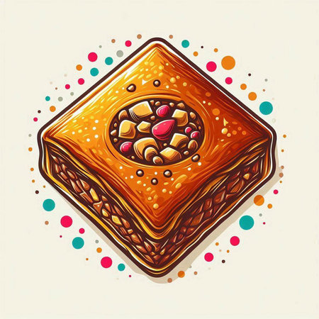 Baklava, traditional turkish dessert. Vector illustration.のイラスト素材