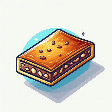 Traditional turkish dessert baklava with cashew, walnuts.のイラスト素材