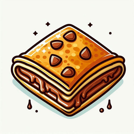 Illustration of a piece of cake with chocolate on a white backgroundのイラスト素材