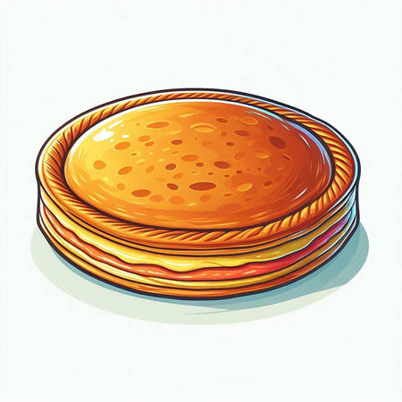 Illustration of a stack of pancakes isolated on a white background.のイラスト素材